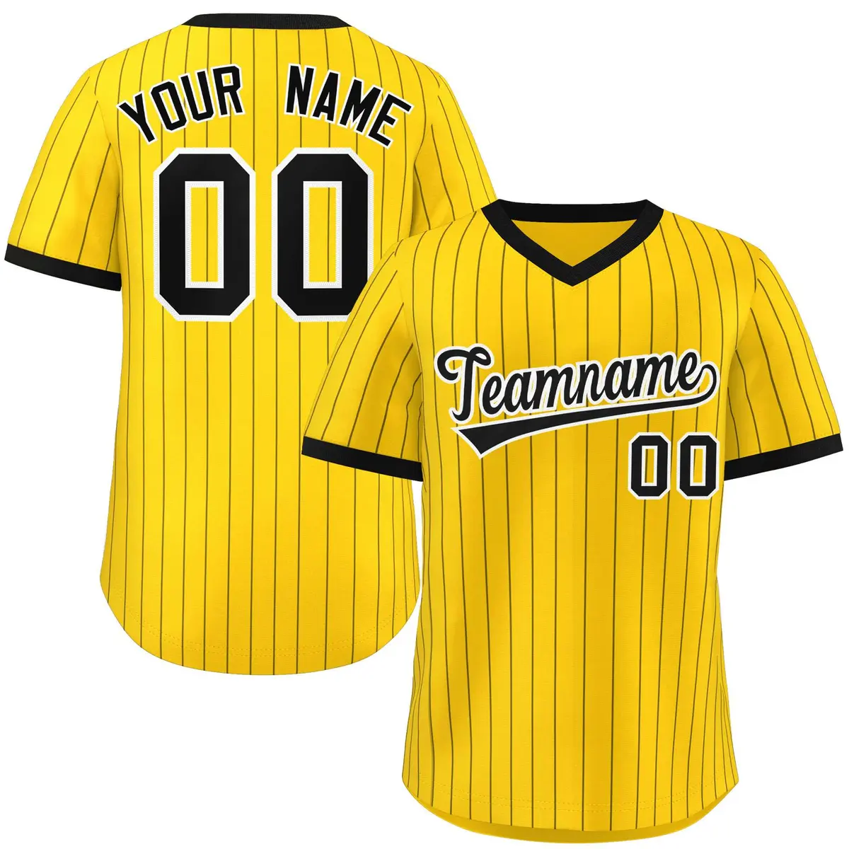 Gold Black Stripe Authentic Pullover Baseball Jersey