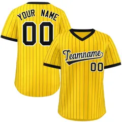 Gold Black Stripe Authentic Pullover Baseball Jersey 1