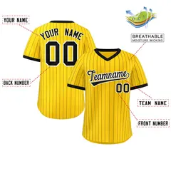 Gold Black Stripe Authentic Pullover Baseball Jersey 2