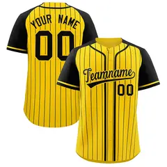 Gold Black Stripe Raglan Authentic Baseball Jersey 1