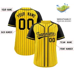 Gold Black Stripe Raglan Authentic Baseball Jersey 2