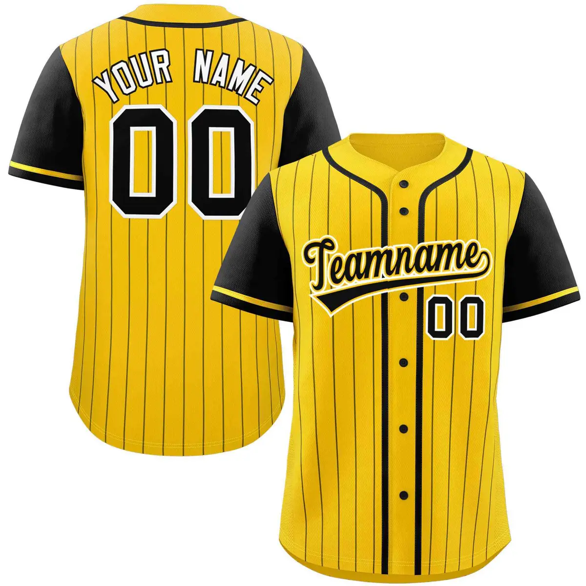 Gold Black Stripe Raglan Authentic Baseball Jersey