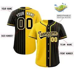 Gold Black Stripe-Solid Combo Authentic Baseball Jersey 2