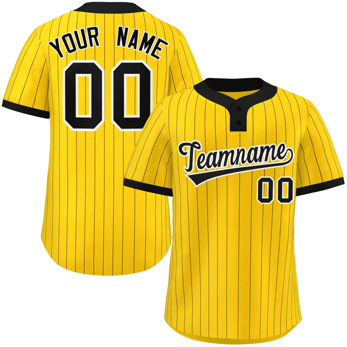 Gold Black Stripe Two-Button Softball Jersey