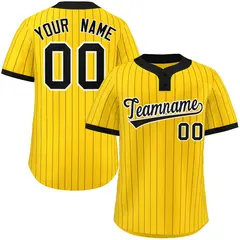Gold Black Stripe Two-Button Softball Jersey