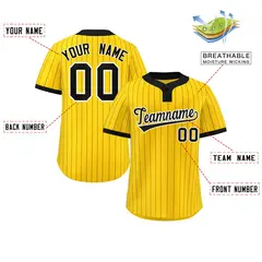 Gold Black Stripe Two-Button Softball Jersey 2