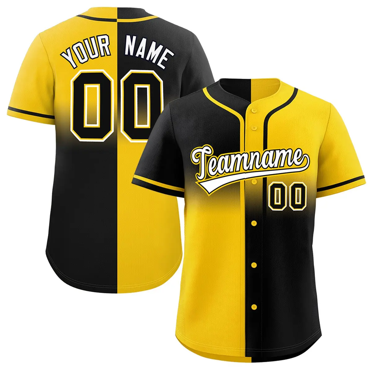 Gold Black Symmetrical Gradient Authentic Baseball Jersey