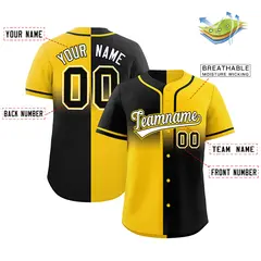 Gold Black Symmetrical Gradient Authentic Baseball Jersey 2