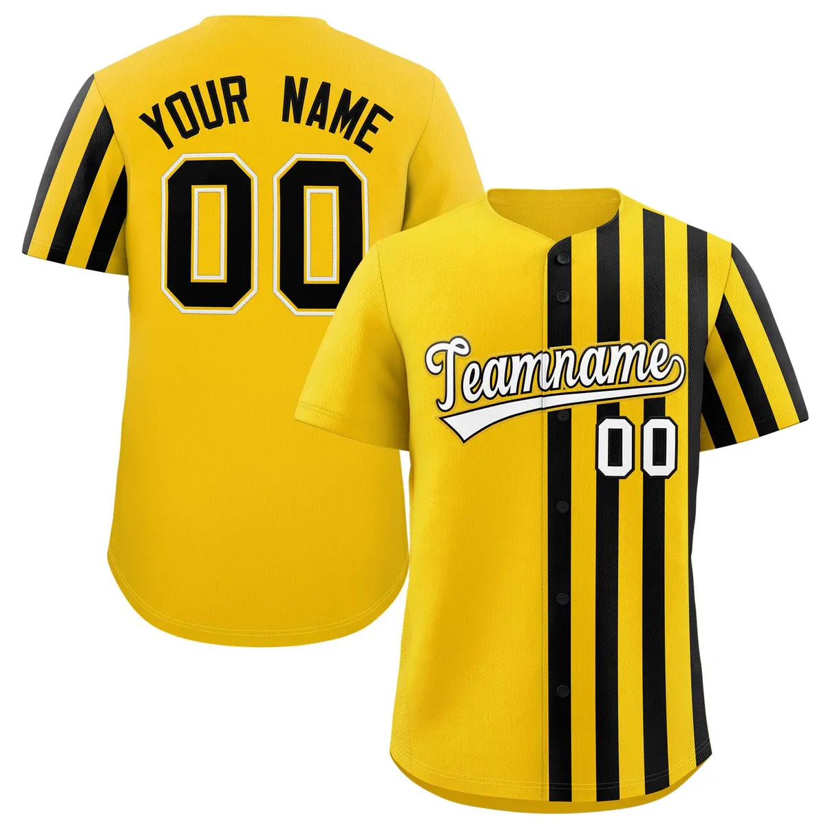 Gold Black Thick Stripe Authentic Baseball Jersey
