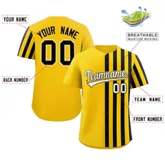 Gold Black Thick Stripe Authentic Baseball Jersey 2
