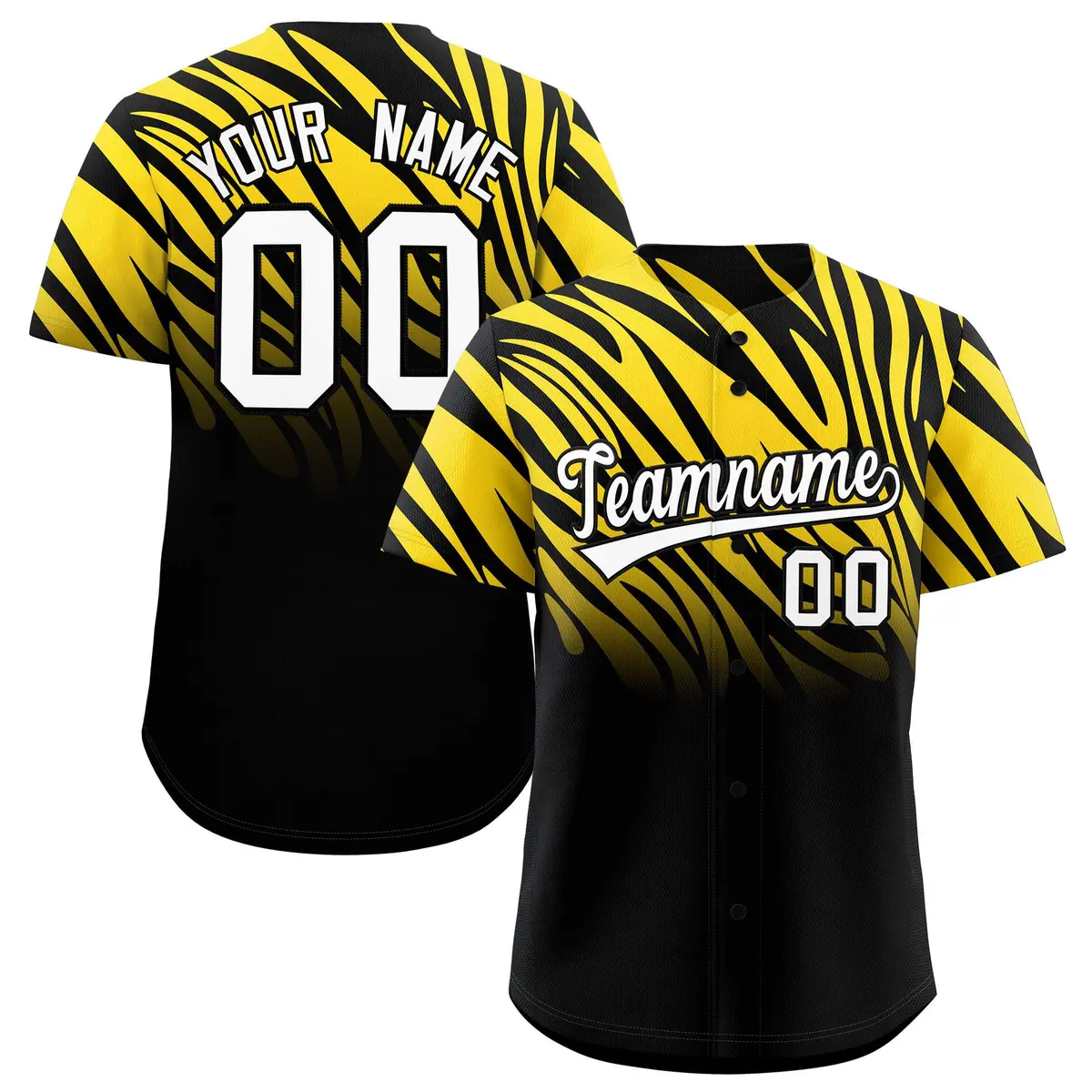 Gold Black Tiger Stripe Gradient Baseball Jersey
