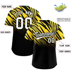 Gold Black Tiger Stripe Gradient Baseball Jersey 2