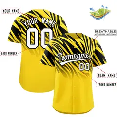 Gold Black Tiger Stripe Gradient Baseball Jersey 2
