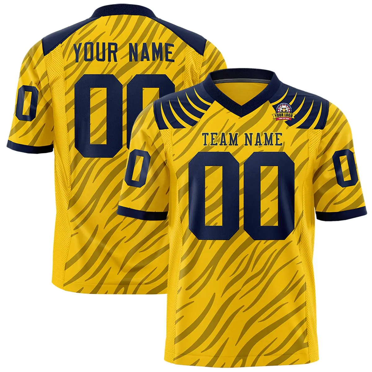 Gold Black Tiger Stripe Graffiti Pattern Football Jersey