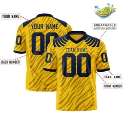 Gold Black Tiger Stripe Graffiti Pattern Football Jersey 2