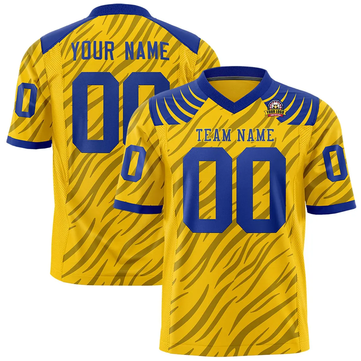Gold Black Tiger Stripe Graffiti Pattern Football Jersey