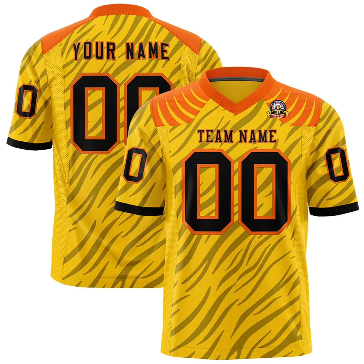 Gold Black Tiger Stripe Graffiti Pattern Football Jersey