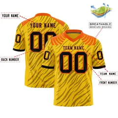 Gold Black Tiger Stripe Graffiti Pattern Football Jersey 2