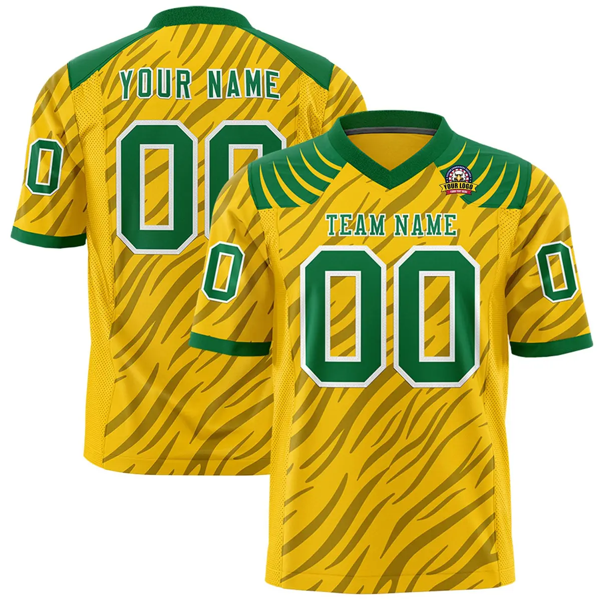 Gold Black Tiger Stripe Graffiti Pattern Football Jersey