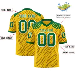 Gold Black Tiger Stripe Graffiti Pattern Football Jersey 2