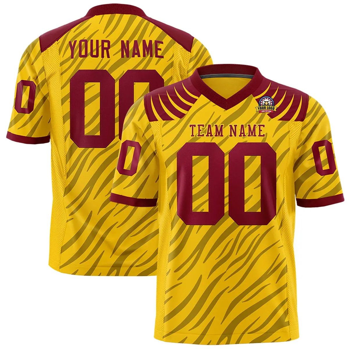 Gold Black Tiger Stripe Graffiti Pattern Football Jersey