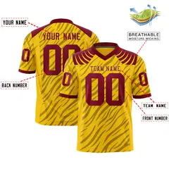 Gold Black Tiger Stripe Graffiti Pattern Football Jersey 2