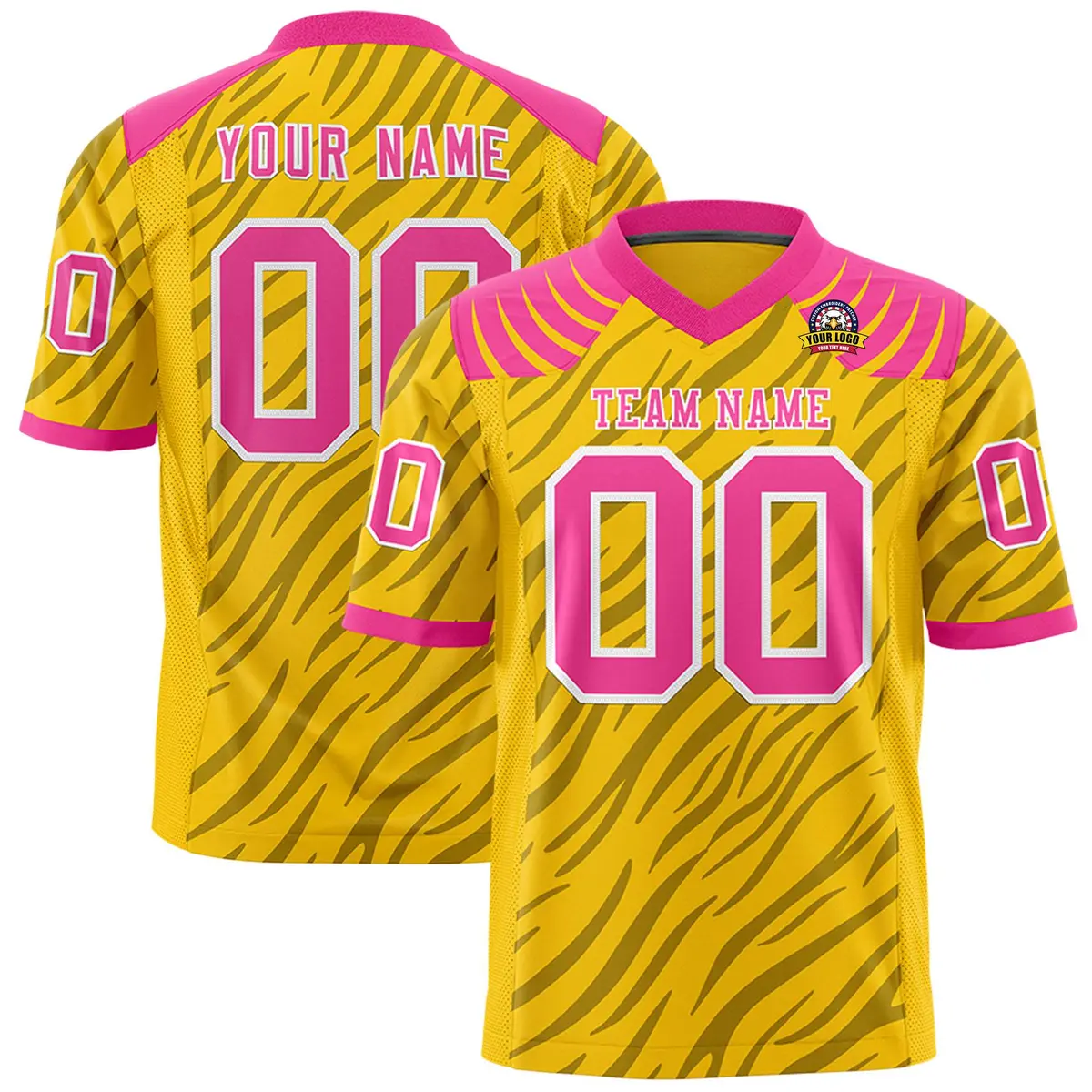 Gold Black Tiger Stripe Graffiti Pattern Football Jersey