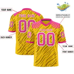 Gold Black Tiger Stripe Graffiti Pattern Football Jersey 2