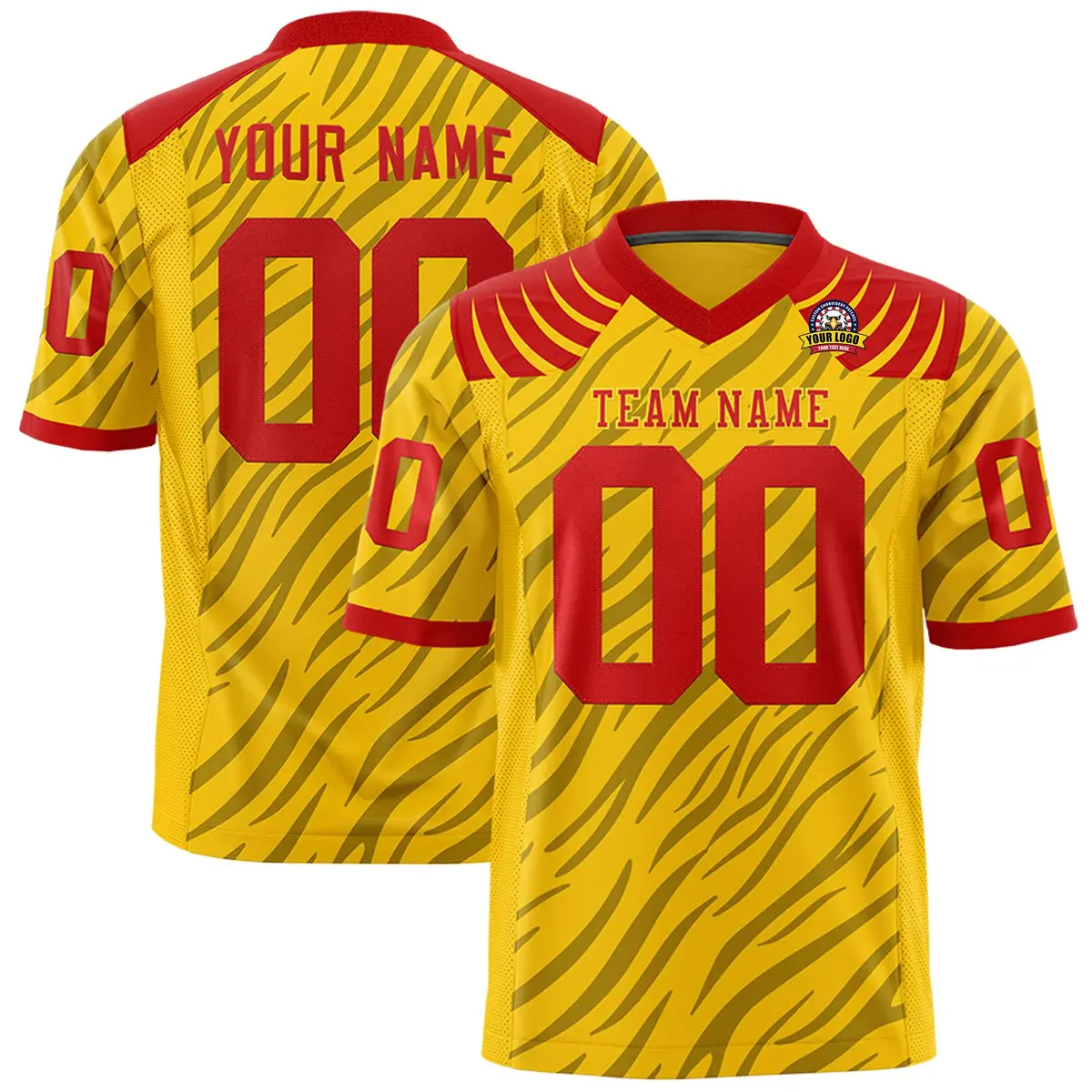 Gold Black Tiger Stripe Graffiti Pattern Football Jersey