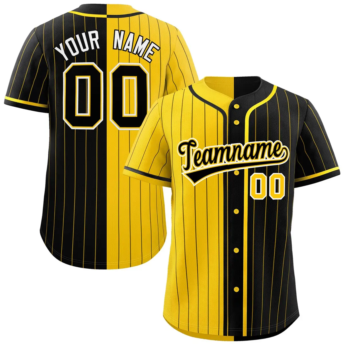 Gold Black Two Tone Striped Authentic Baseball Jersey