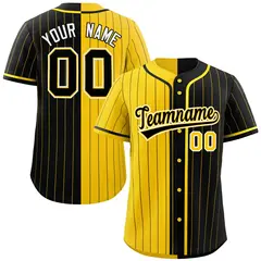 Gold Black Two Tone Striped Authentic Baseball Jersey