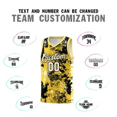 Gold Black Vice Burst Graffiti Pattern Basketball Jersey 4