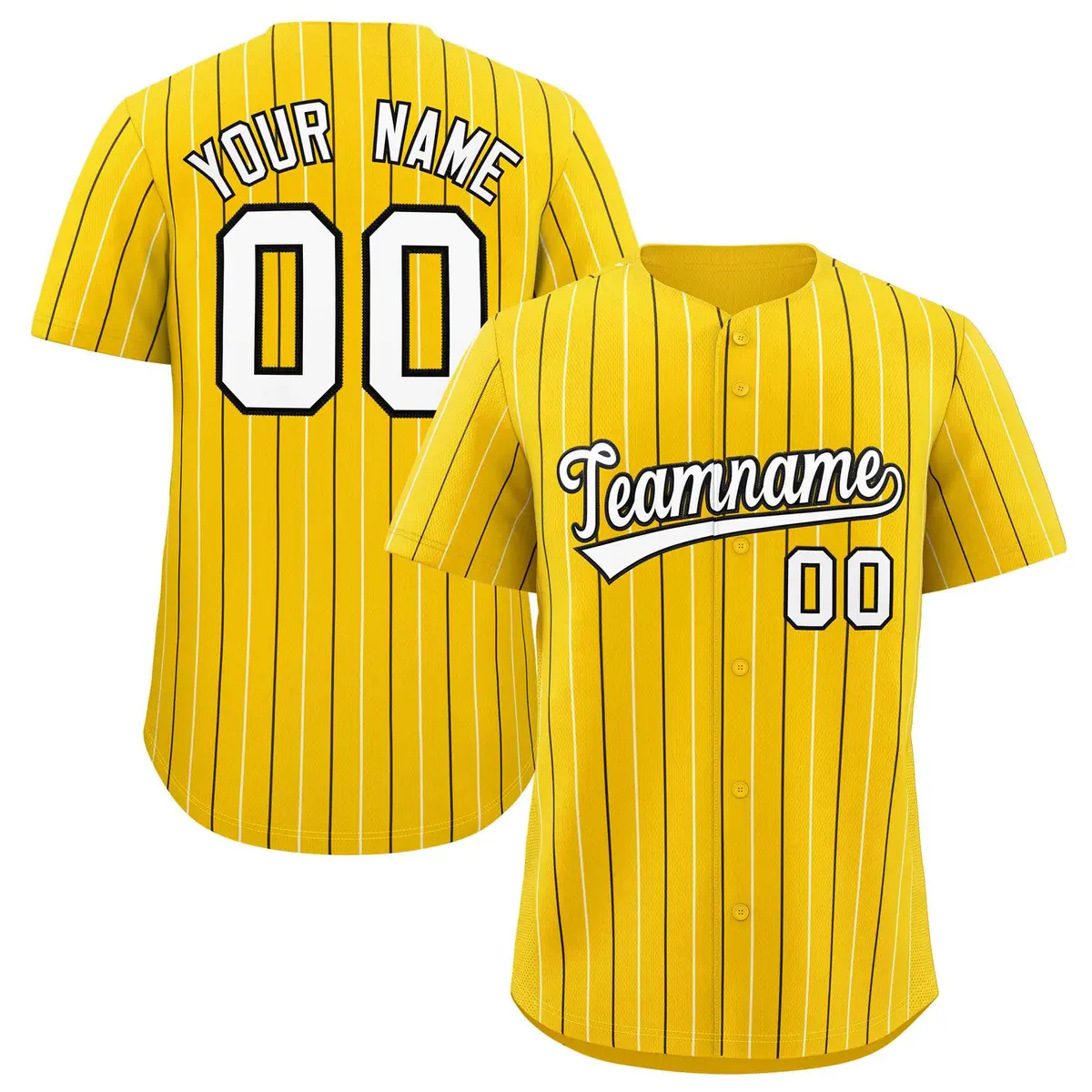 Gold Black White Bi-Color Striped Baseball Jersey