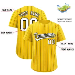 Gold Black White Bi-Color Striped Baseball Jersey 2