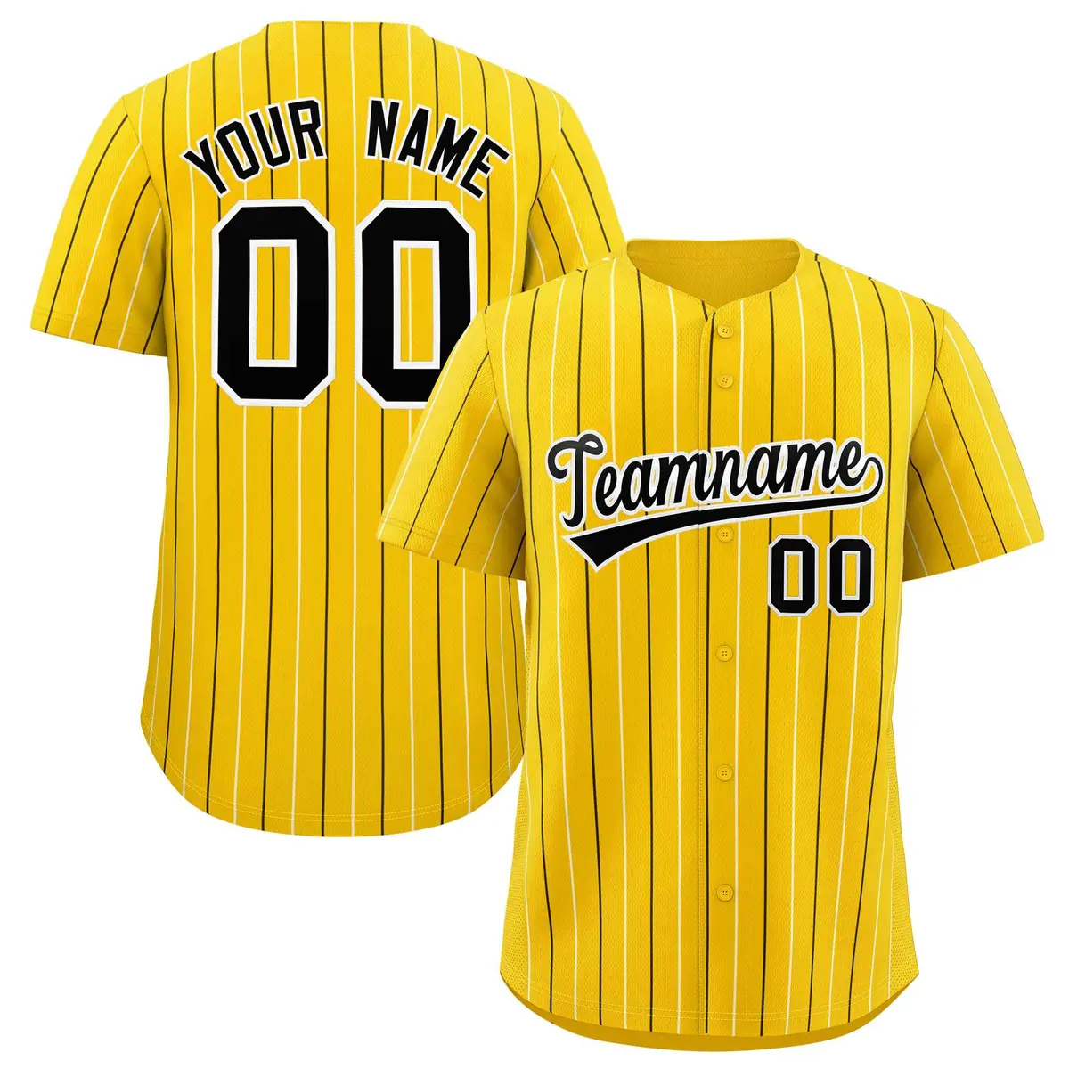 Gold Black White Bi-Color Striped Baseball Jersey
