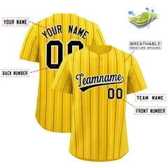 Gold Black White Bi-Color Striped Baseball Jersey 2
