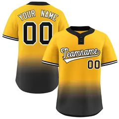 Gold Black White-Black Gradient Two-Button Softball Jersey 1