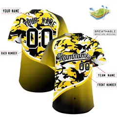 Gold Black White Camo Gradient Fashion Baseball Jersey 2