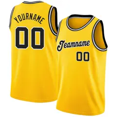 Gold Black-White Classic Breathable Basketball Jersey 1