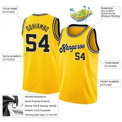 Gold Black-White Classic Breathable Basketball Jersey 2