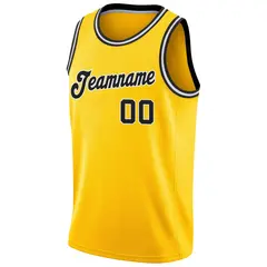 Gold Black-White Classic Breathable Basketball Jersey 5