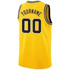 Gold Black-White Classic Breathable Basketball Jersey 6
