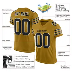 Gold Black-White Classic Mesh Football Jersey 2