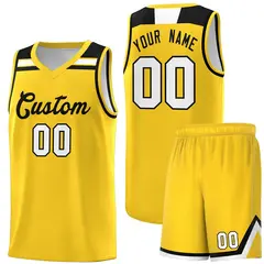 Gold Black White Classic Sports Basketball Jersey