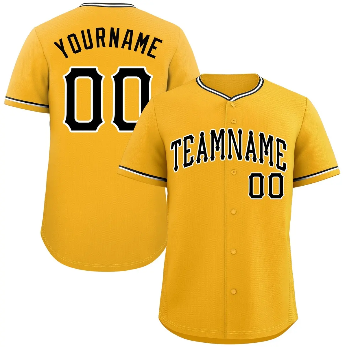 Gold Black-White Classic Style Baseball Jersey