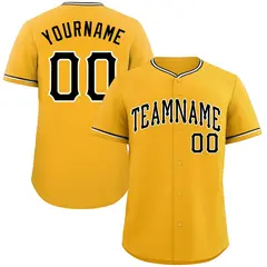 Gold Black-White Classic Style Baseball Jersey 1