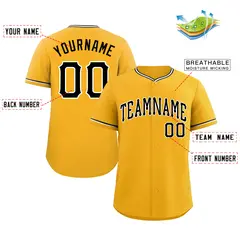 Gold Black-White Classic Style Baseball Jersey 2