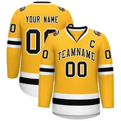 Gold Black-White Classic Style Hockey Jersey