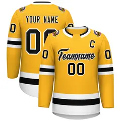 Gold Black-White Classic Style Hockey Jersey