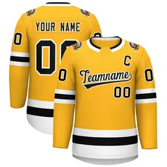Gold Black-White Classic Style Hockey Jersey